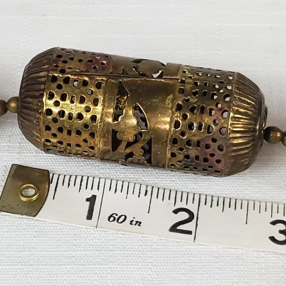 Vintage Unique Brass Metal Large Ornate Beading Necklace - Picture 13 of 14